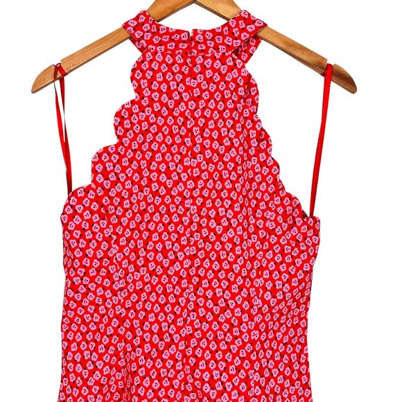 by Anthropologie Scallop Halter Short Romper High Neck in Pink Floral Sz 8 US - Picture 12 of 15